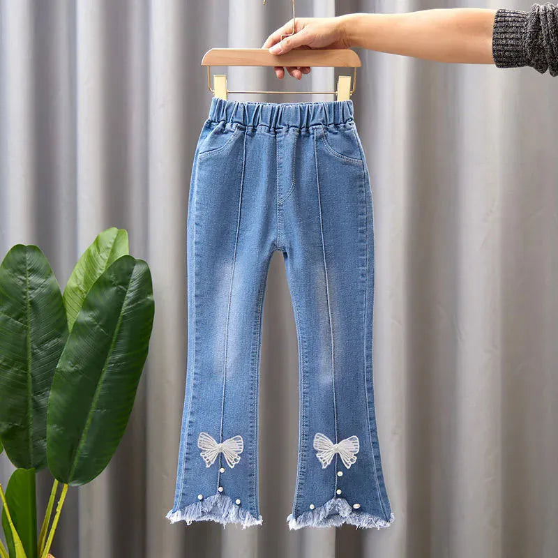 Trendy Kids Apparel Kids Clothing Girls Elastic Denim Jeans