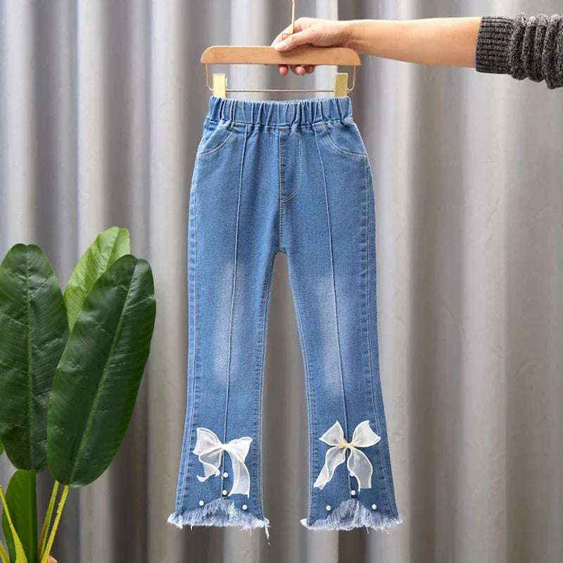 Trendy Kids Apparel Kids Clothing Girls Elastic Denim Jeans