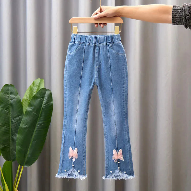 Trendy Kids Apparel Kids Clothing Girls Elastic Denim Jeans