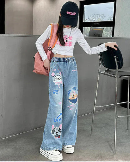 Trendy Kids Apparel Kids Clothing Girls Graffiti Street Style Long Pants