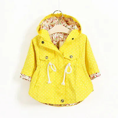 Trendy Kids Apparel Kids Clothing Girls' Hooded Flower Embroidery Windbreaker Jacket