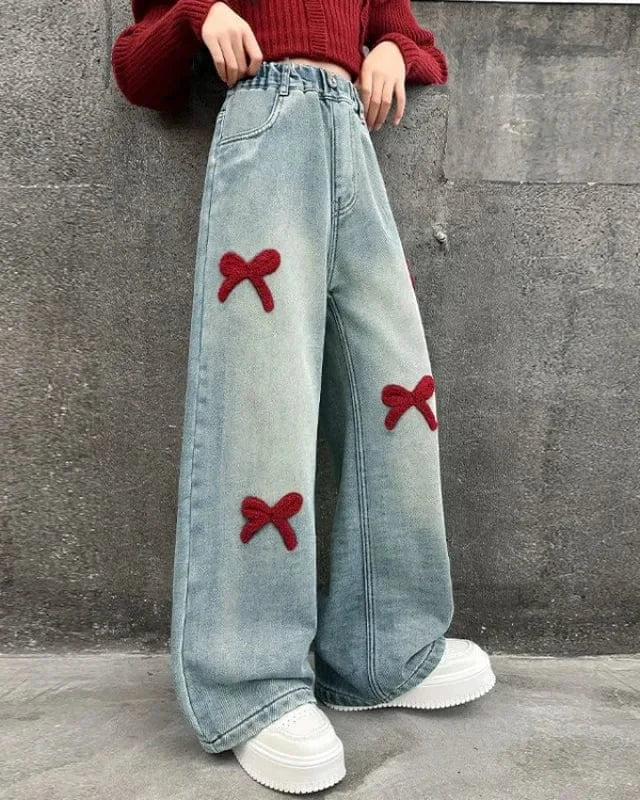 Trendy Kids Apparel Kids Clothing Girls Loose Wide-leg Jeans