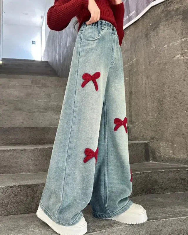 Trendy Kids Apparel Kids Clothing Girls Loose Wide-leg Jeans
