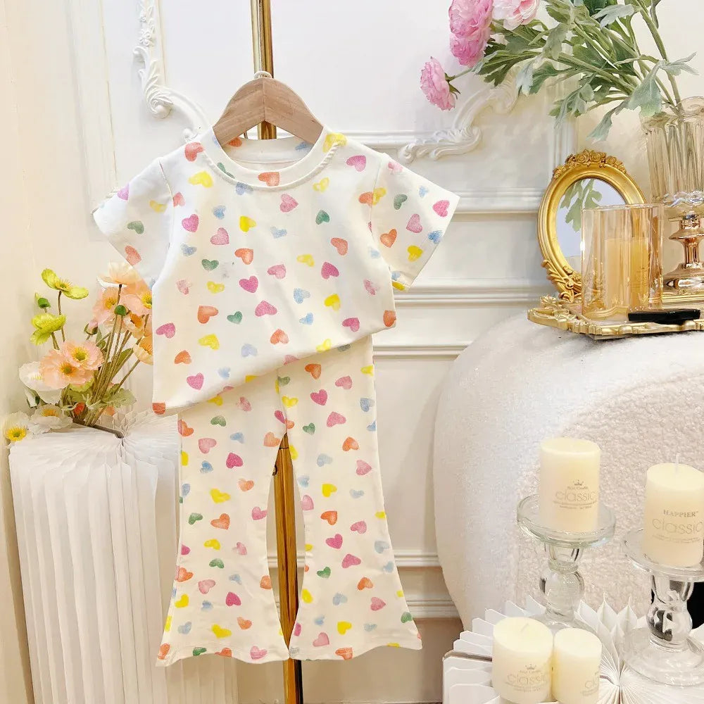 Trendy Kids Apparel Kids Clothing Girls Love Print Summer Set