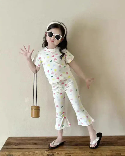 Trendy Kids Apparel Kids Clothing Girls Love Print Summer Set