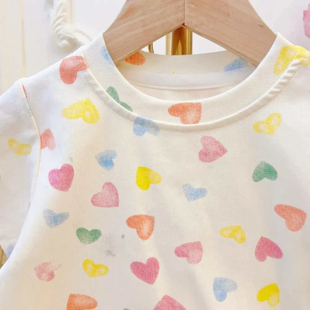 Trendy Kids Apparel Kids Clothing Girls Love Print Summer Set