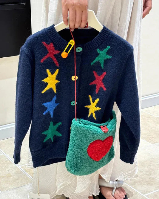 Trendy Kids Apparel Kids Clothing Girls' New Colorful Loose Fit Knitted Cardigan Coat