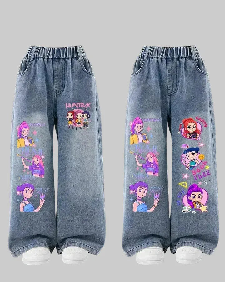 Trendy Kids Apparel Kids Clothing Girls' New Spring/Autumn Straight Leg Denim Jeans