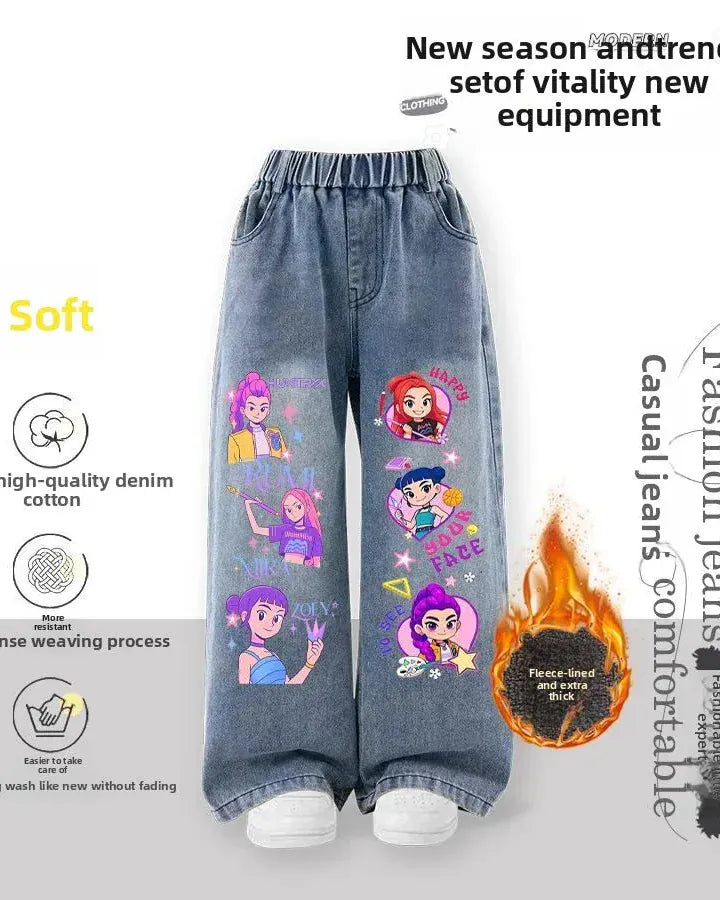 Trendy Kids Apparel Kids Clothing Girls' New Spring/Autumn Straight Leg Denim Jeans