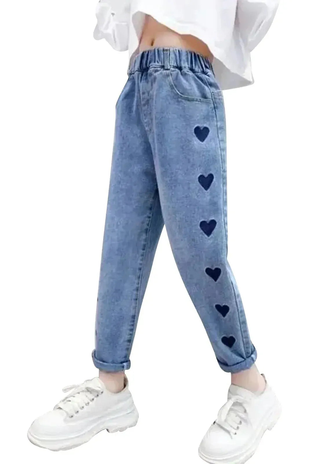 Trendy Kids Apparel Kids Clothing Girls Peach Heart Denim Pants