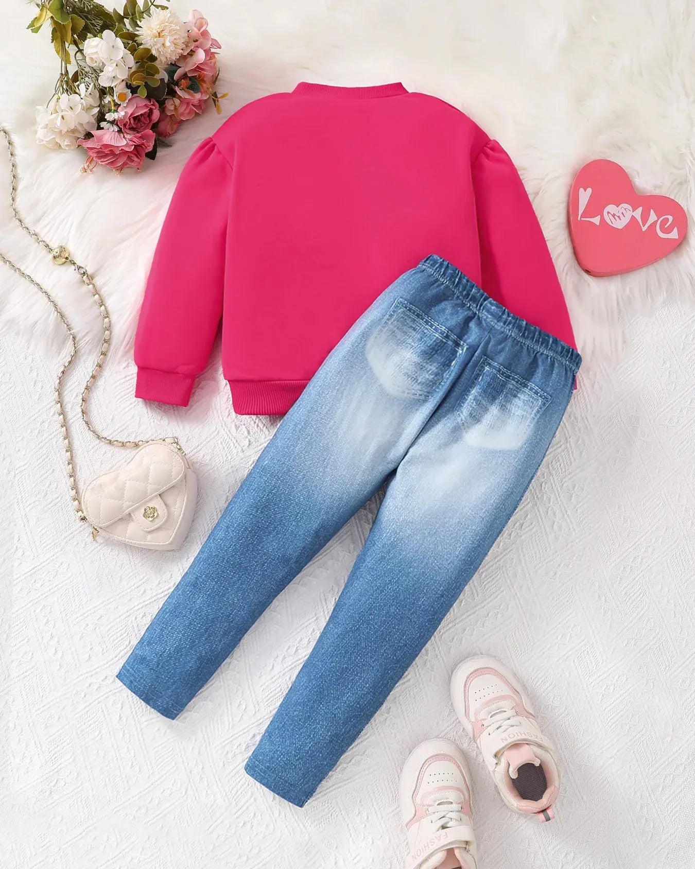 Trendy Kids Apparel Kids Clothing Girls' Pink Love Print Set