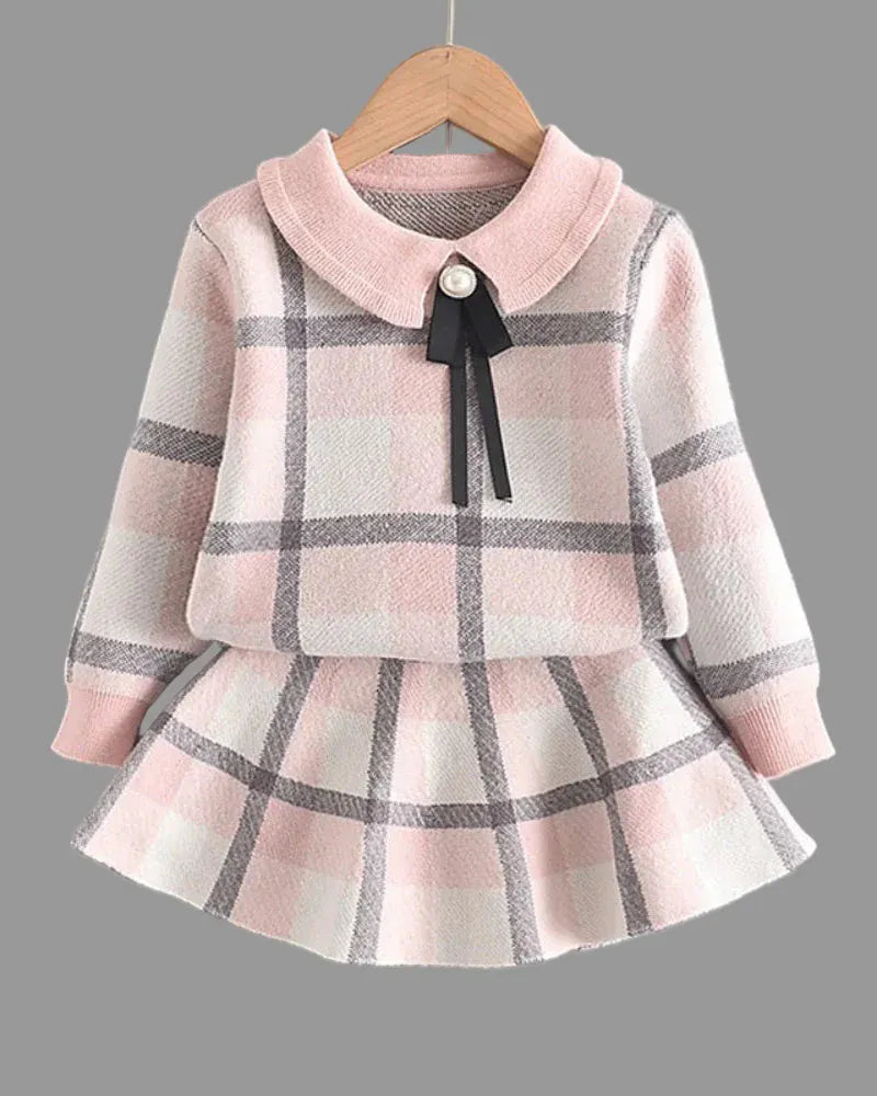 Trendy Kids Apparel Kids Clothing Girls Plaid Cute Clothing Sets