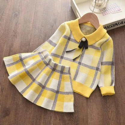 Trendy Kids Apparel Kids Clothing Girls Plaid Cute Clothing Sets