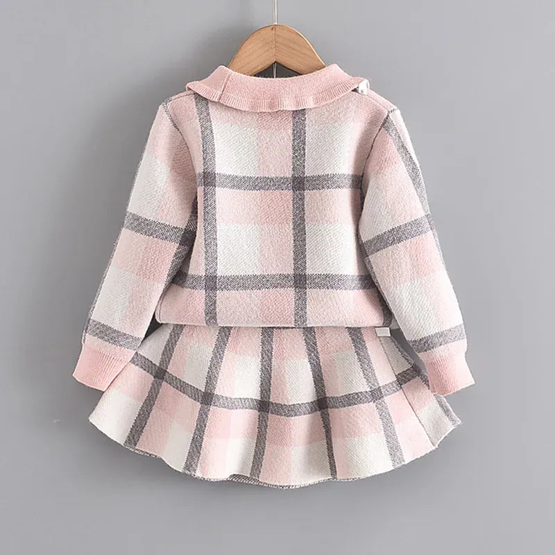 Trendy Kids Apparel Kids Clothing Girls Plaid Cute Clothing Sets