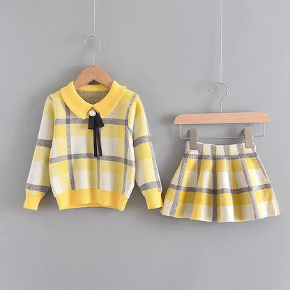 Trendy Kids Apparel Kids Clothing Girls Plaid Cute Clothing Sets