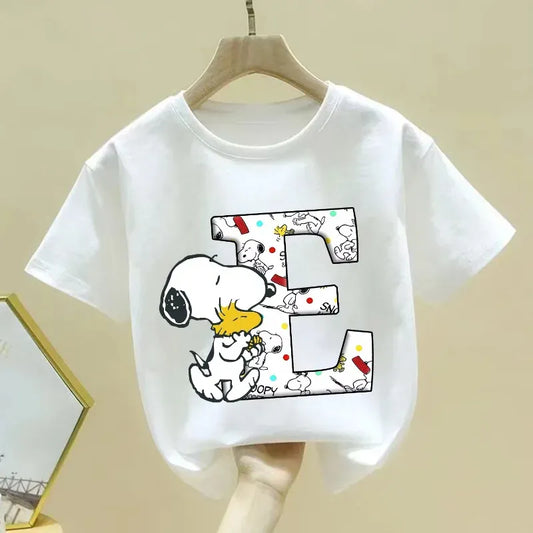 Trendy Kids Apparel Kids Clothing Girls Snoopy  Letter Print Summer T-Shirt