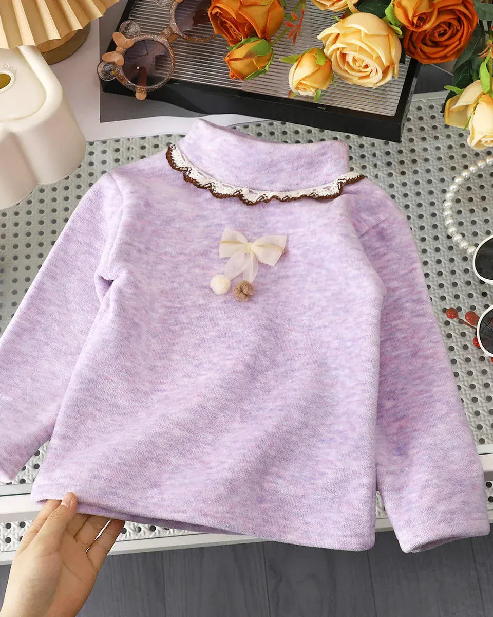 Trendy Kids Apparel Kids Clothing Girls Thick Fleece Lined Winter Base Layer Top