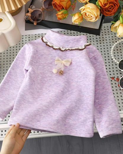 Trendy Kids Apparel Kids Clothing Girls Thick Fleece Lined Winter Base Layer Top