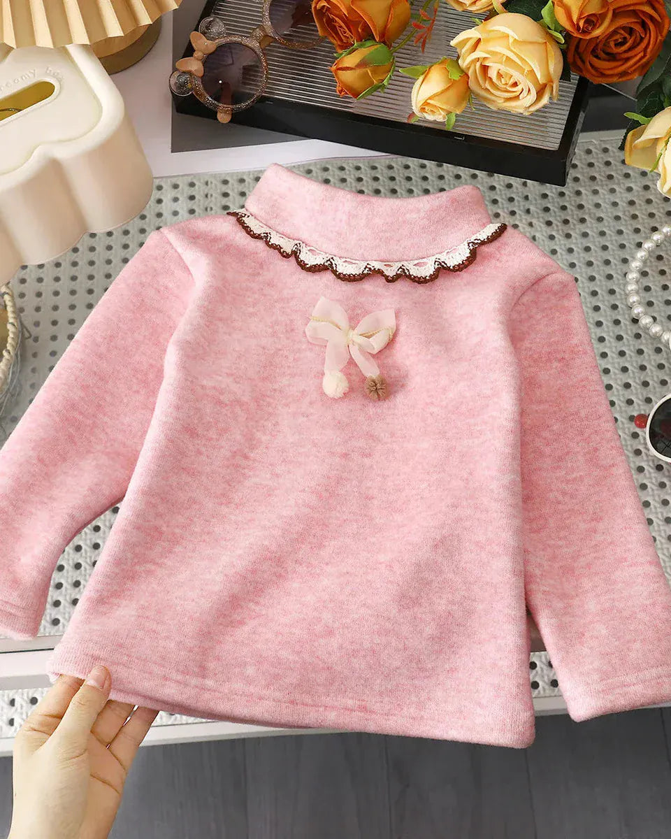 Trendy Kids Apparel Kids Clothing Girls Thick Fleece Lined Winter Base Layer Top