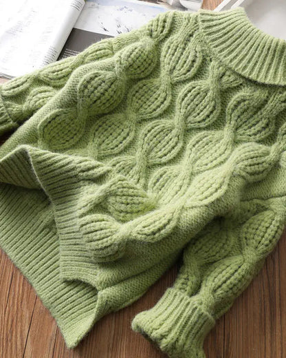 Trendy Kids Apparel Kids Clothing Girls Thickened High-Collar Lined Winter Sweater