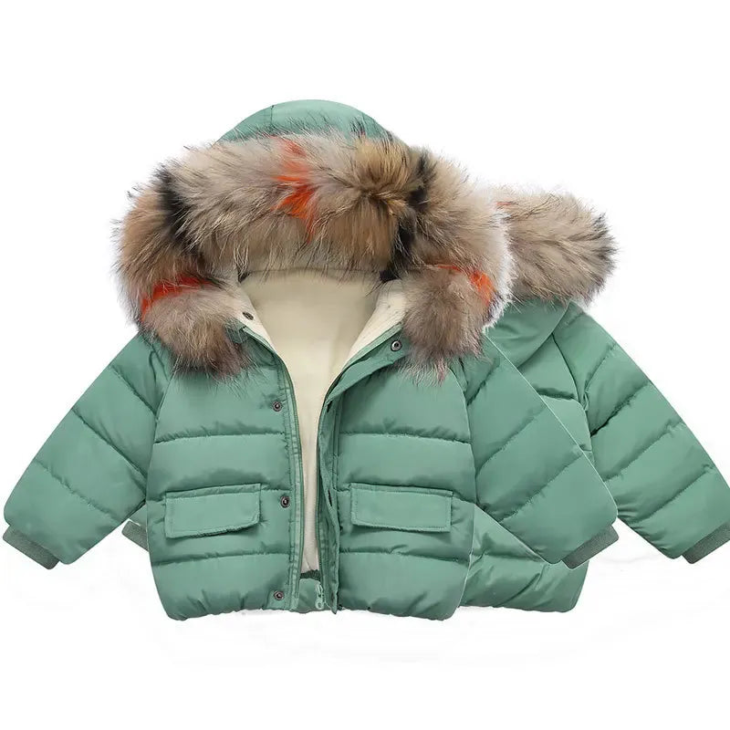 Trendy Kids Apparel Kids Clothing Girls Thickened Velvet Lined Down Jacket