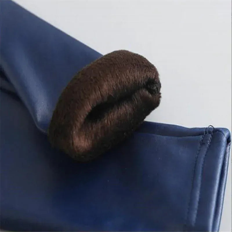 Trendy Kids Apparel Kids Clothing Girls Velvet-Lined Faux Leather Leggings