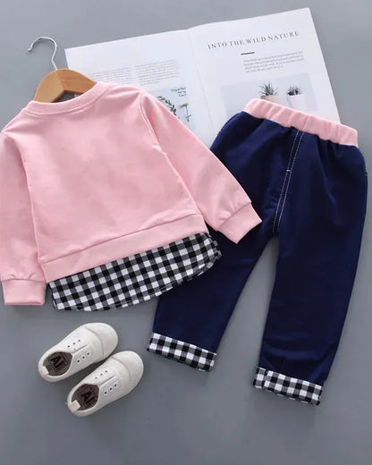 Trendy Kids Apparel Kids Clothing Kids' 2-Piece Plaid Outfit - Boutique Style Bow Detail