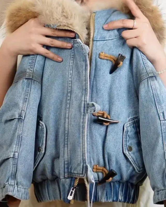 Trendy Kids Apparel Kids Clothing Kids Denim-Style Hooded Cotton Jacket