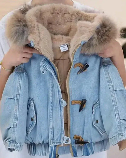 Trendy Kids Apparel Kids Clothing Kids Denim-Style Hooded Cotton Jacket