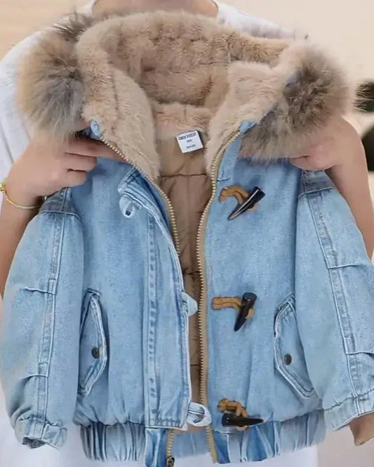 Trendy Kids Apparel Kids Clothing Kids Denim-Style Hooded Cotton Jacket