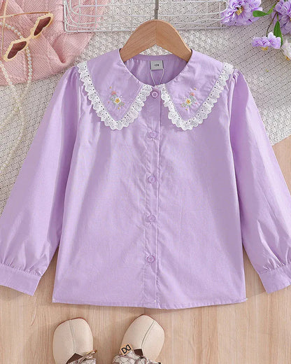 Trendy Kids Apparel Kids Clothing Kids' Elegant Pink School Shirt with Embroidered Detail
