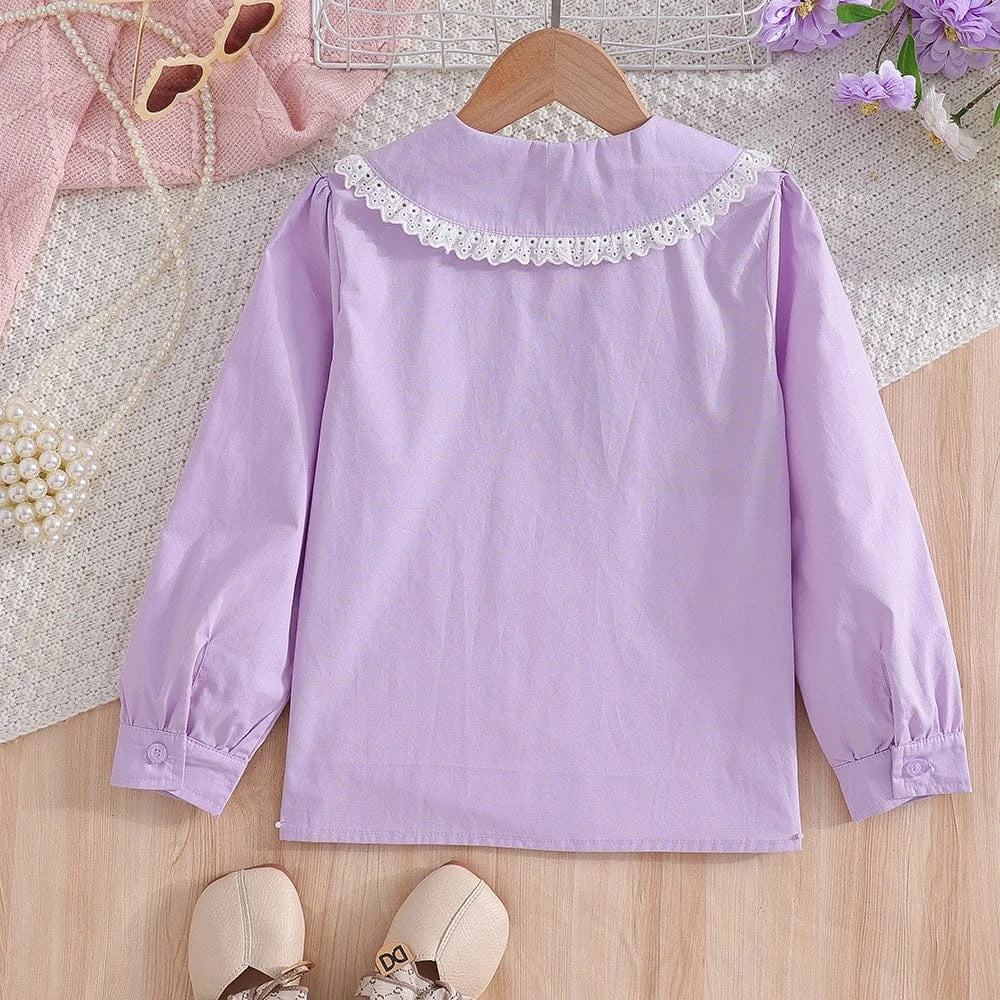 Trendy Kids Apparel Kids Clothing Kids' Elegant Pink School Shirt with Embroidered Detail