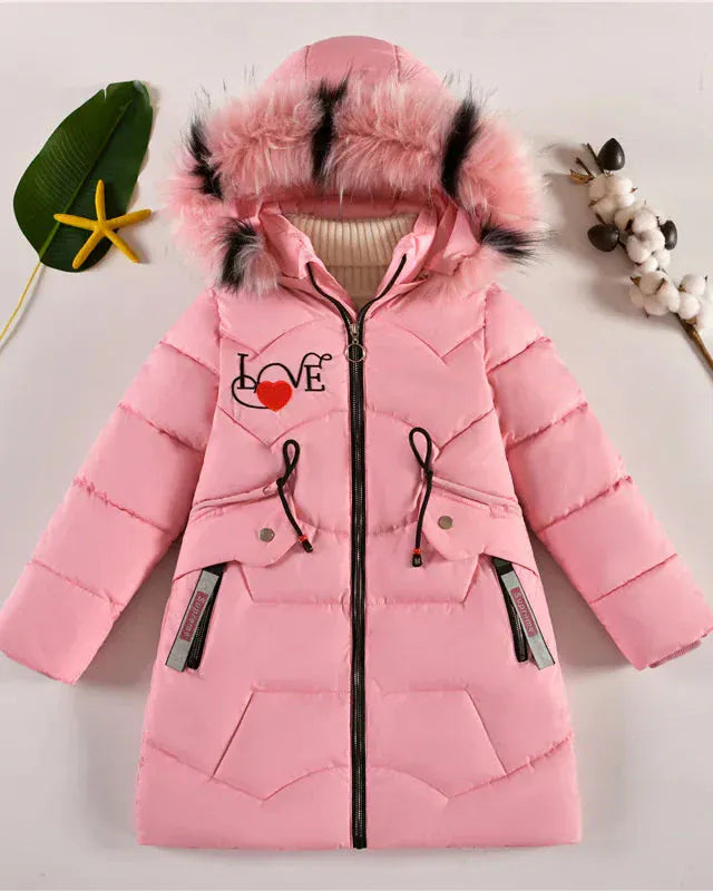 Trendy Kids Apparel Kids Clothing Kids' Long Down Cotton Jacket - Plus Velvet Thickened Jacket