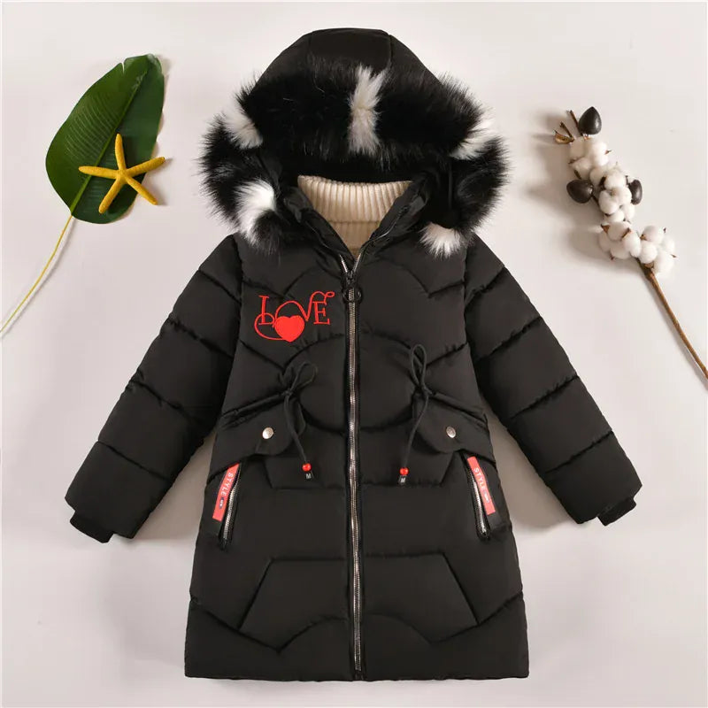 Trendy Kids Apparel Kids Clothing Kids' Long Down Cotton Jacket - Plus Velvet Thickened Jacket