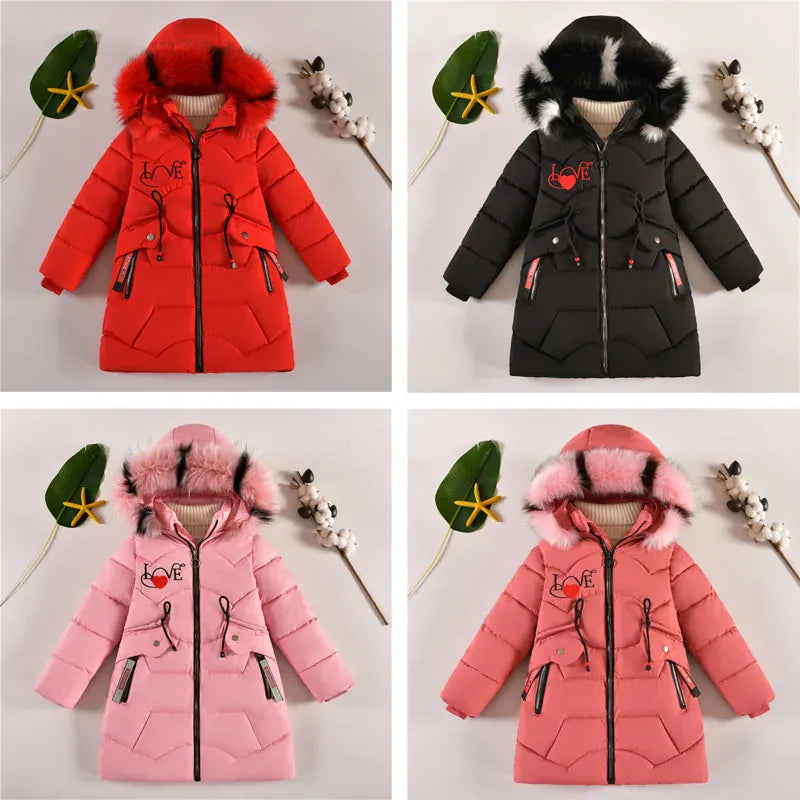Trendy Kids Apparel Kids Clothing Kids' Long Down Cotton Jacket - Plus Velvet Thickened Jacket