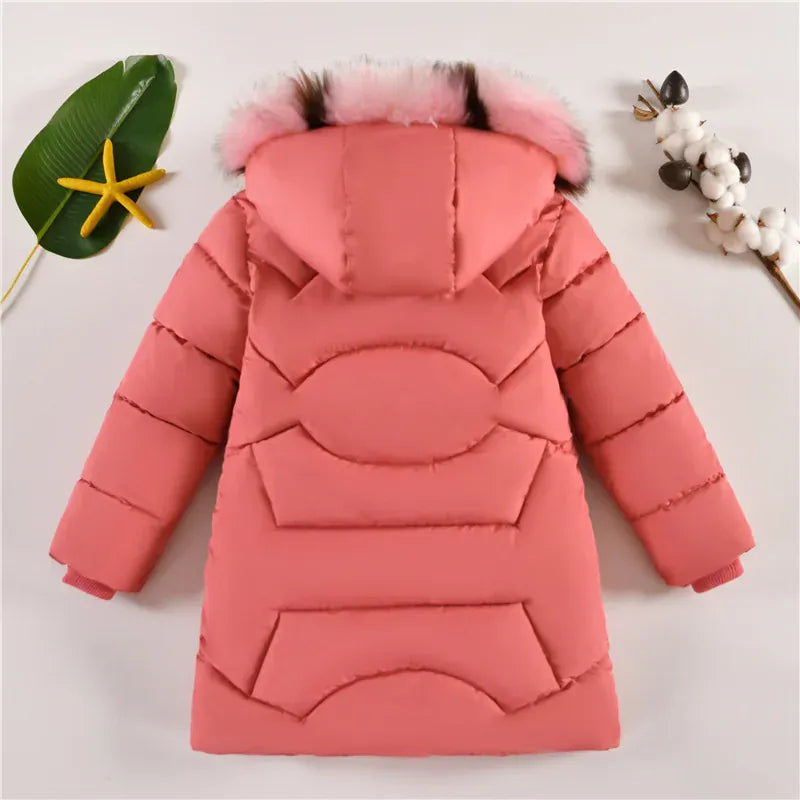 Trendy Kids Apparel Kids Clothing Kids' Long Down Cotton Jacket - Plus Velvet Thickened Jacket