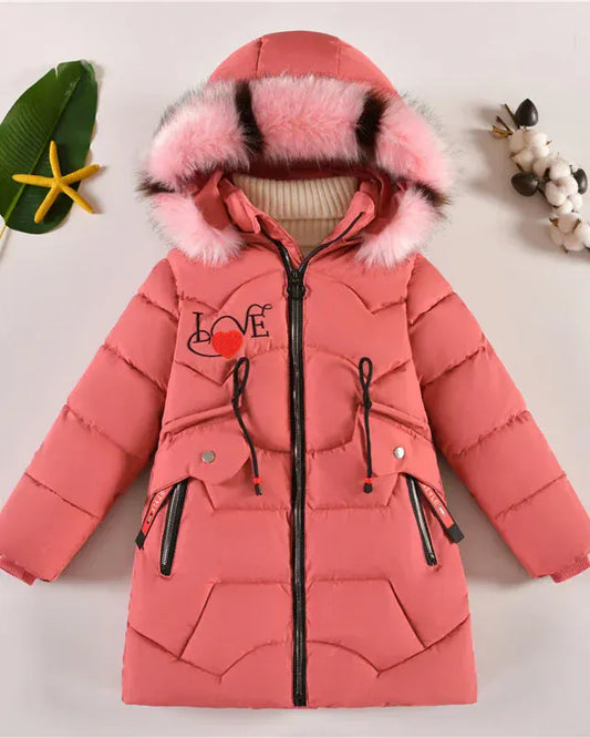 Trendy Kids Apparel Kids Clothing Kids' Long Down Cotton Jacket - Plus Velvet Thickened Jacket