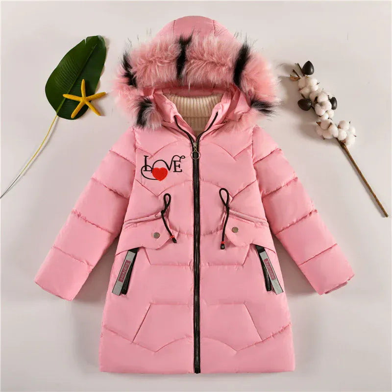 Trendy Kids Apparel Kids Clothing Kids' Long Down Cotton Jacket - Plus Velvet Thickened Jacket