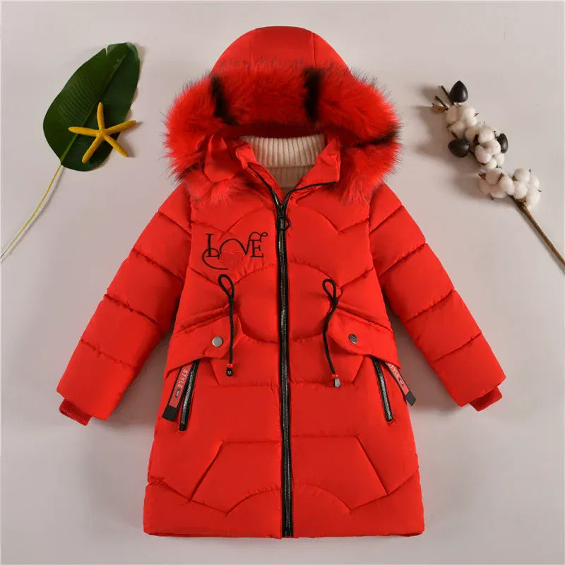 Trendy Kids Apparel Kids Clothing Kids' Long Down Cotton Jacket - Plus Velvet Thickened Jacket
