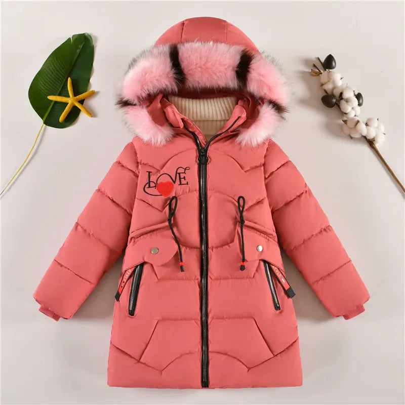 Trendy Kids Apparel Kids Clothing Kids' Long Down Cotton Jacket - Plus Velvet Thickened Jacket