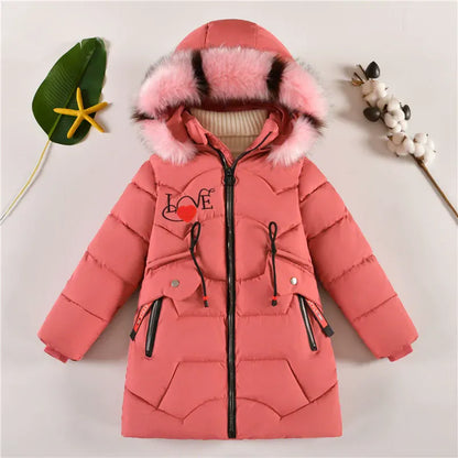 Trendy Kids Apparel Kids Clothing Kids' Long Down Cotton Jacket - Plus Velvet Thickened Jacket