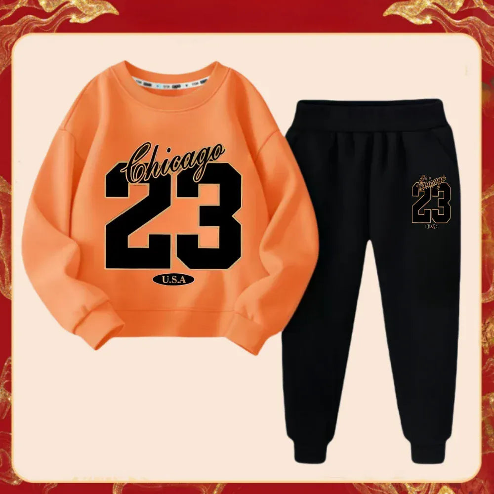 Trendy Kids Apparel Kids Clothing Kids' Sporty Tracksuit - Pullover Top & Matching Joggers Set