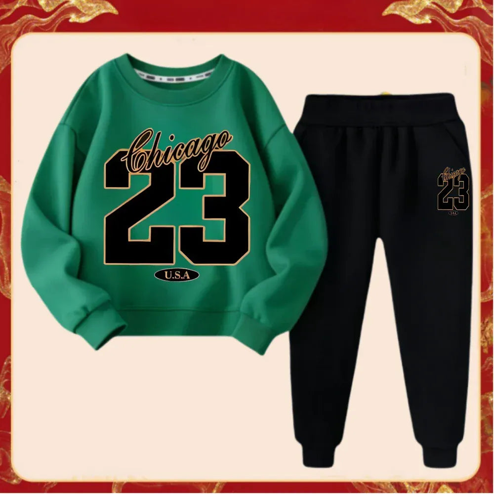 Trendy Kids Apparel Kids Clothing Kids' Sporty Tracksuit - Pullover Top & Matching Joggers Set