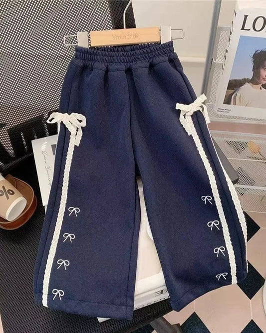Trendy Kids Apparel Kids Clothing Kids' Straight-Leg Casual Trousers with Ribbon Accent