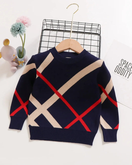 Trendy Kids Apparel Kids Clothing Kids' Striped Double-Layer Cotton Sweater | Warm Winter Base