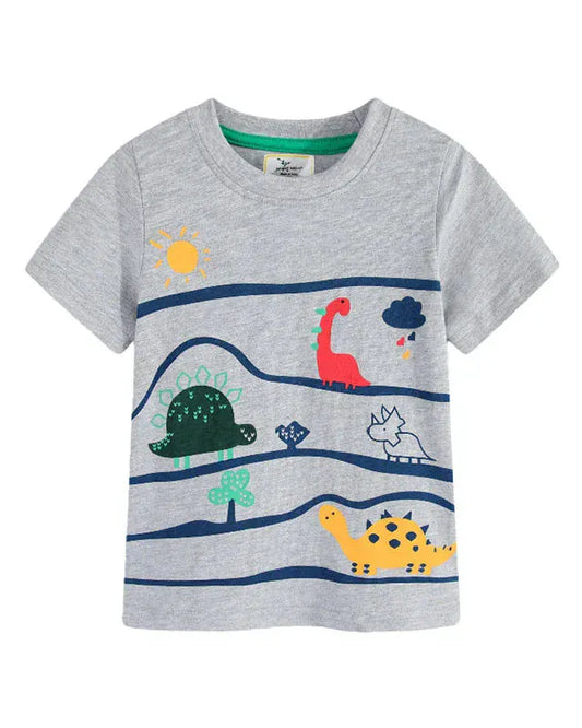 Trendy Kids Apparel Kids Clothing Kids Summer T-Shirt Short Sleeve Dinosaurs Print