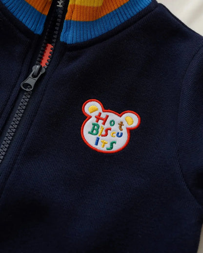 Trendy Kids Apparel Kids Clothing Kids' Unisex Little Bear Rainbow Stitch Baseball Jacket