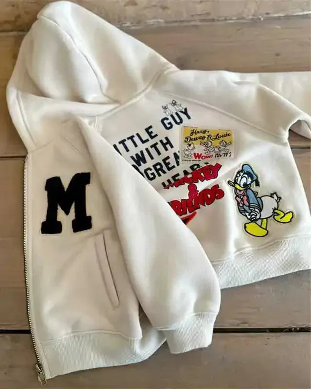 Trendy Kids Apparel Kids Clothing Kids Unisex Mickey Print Plush Zip-Up Hoodie