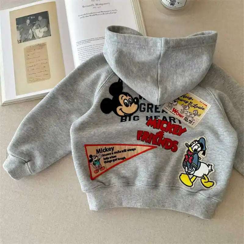 Trendy Kids Apparel Kids Clothing Kids Unisex Mickey Print Plush Zip-Up Hoodie