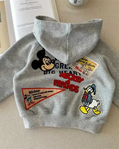 Trendy Kids Apparel Kids Clothing Kids Unisex Mickey Print Plush Zip-Up Hoodie